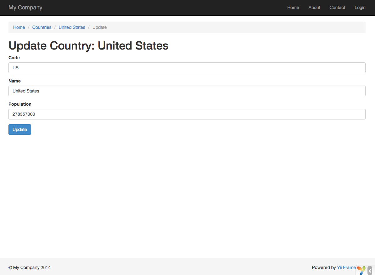 Updating a Country